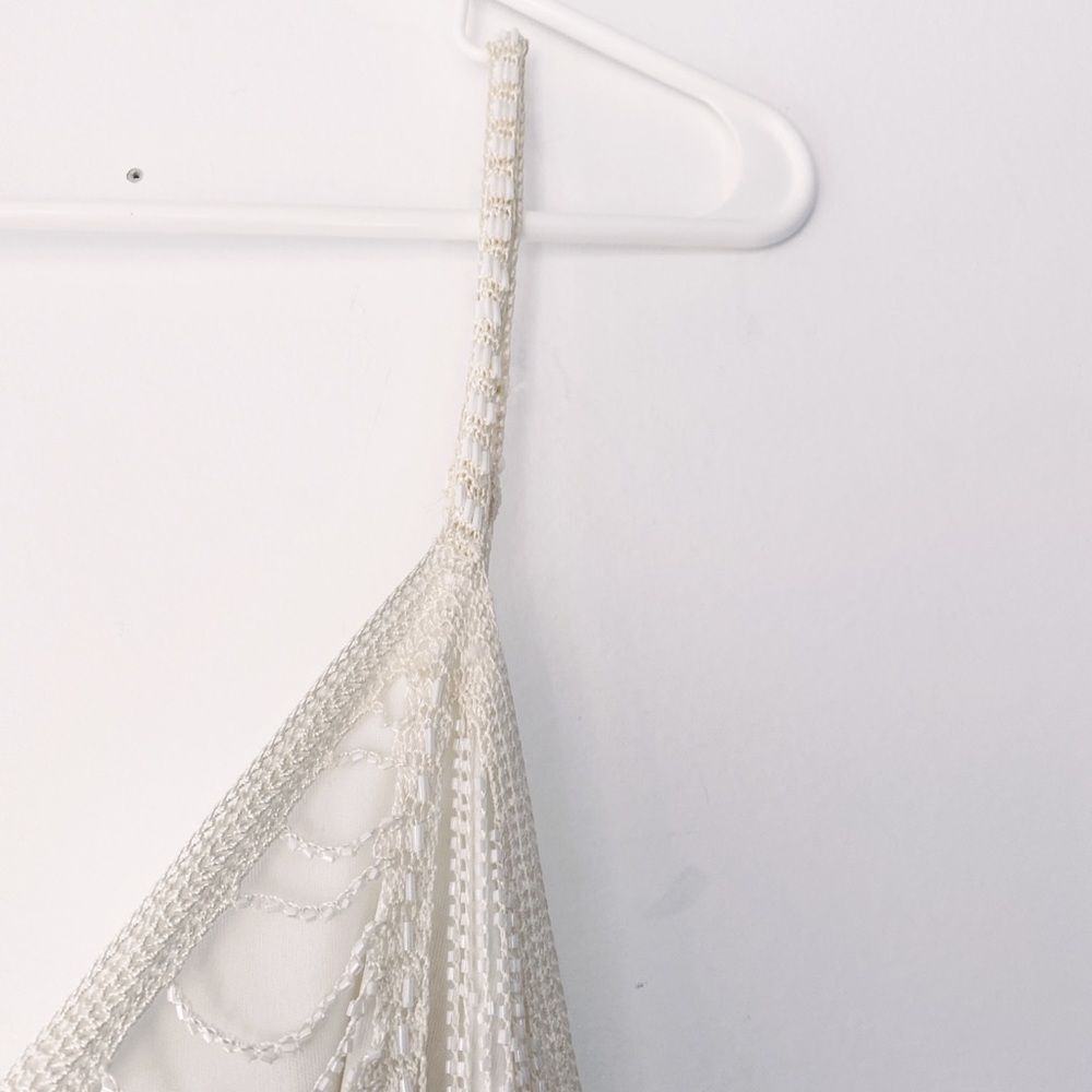 Marina Vintage Beaded Gatsby Style Fringe Dress Size Medium Slightly Off White - Picture 7 of 11